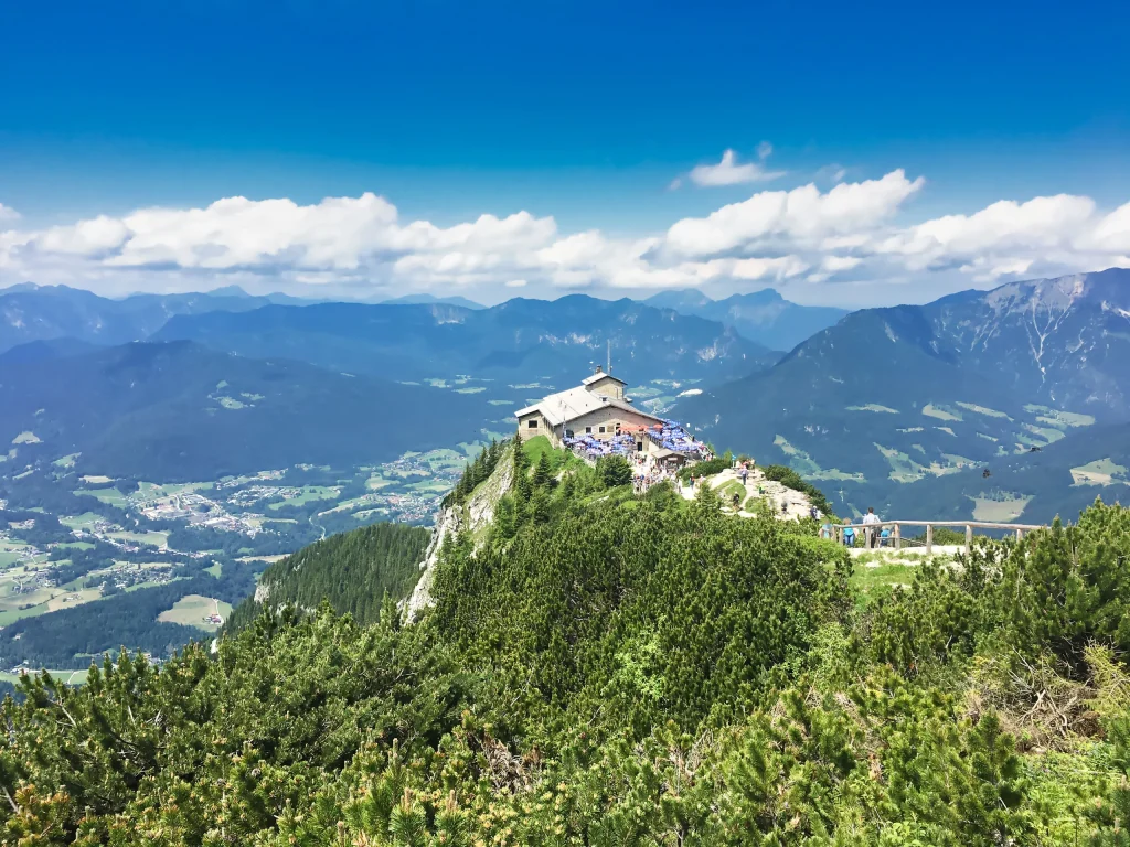 Eagle’s Nest (Kehlsteinhaus) above Berchtesgaden, surrounded by mountains and green valleys